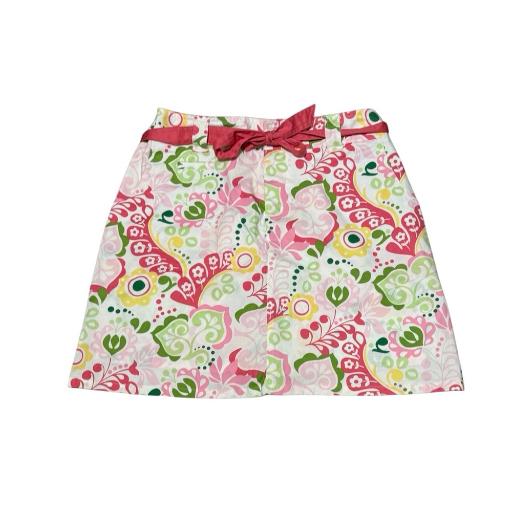 White Stag Skirt Womens Size 10 Floral Pink Green Skirt Shorts Stretch Cotton